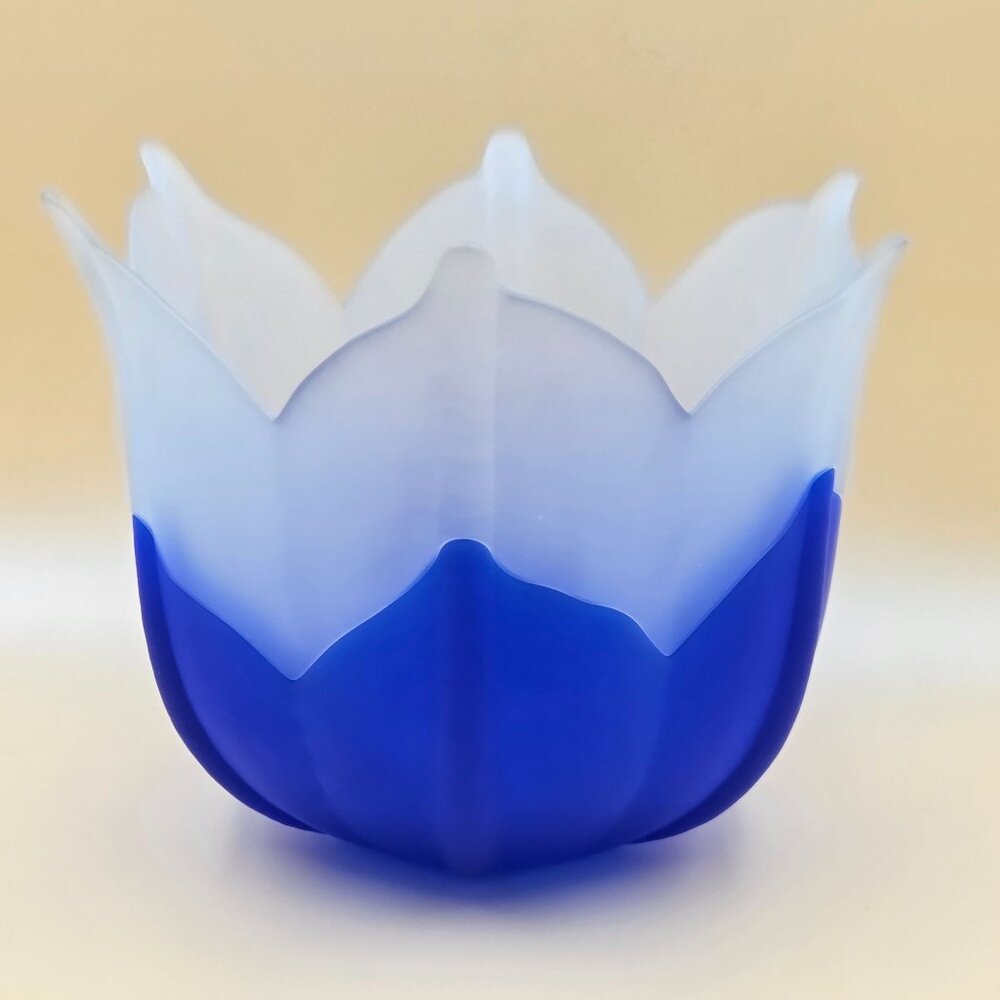 Partylite PO550 Candleholder Indigo Blossom Frosted Vase